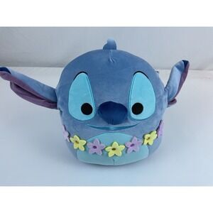 Disney Squishmallows Stitch Plush with Flower Lei Aloha Ohana - 10 inch